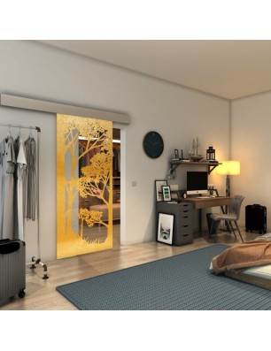 Glasschiebetür ECO-LINE - Fineprint Model 110 Gold auf Klarglas