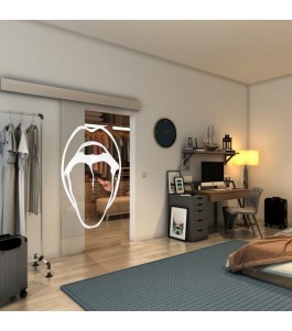 Glasschiebetür ECO-LINE - Fineprint Model 111 Weiss auf Klarglas