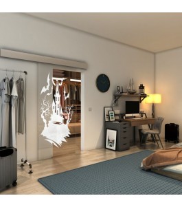 Glasschiebetür ECO-LINE - Fineprint Model 114 Weiss auf Klarglas