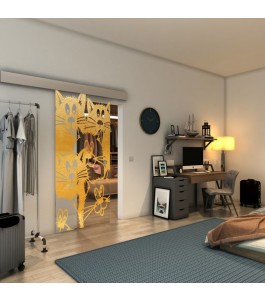 Glasschiebetür ECO-LINE - Fineprint Model 115 Gold auf Klarglas