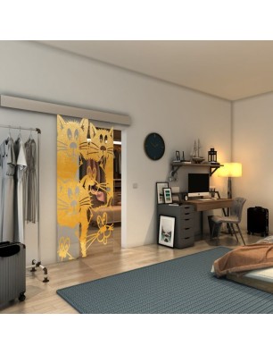 Glasschiebetür ECO-LINE - Fineprint Model 115 Gold auf Klarglas