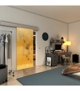 Glasschiebetür ECO-LINE - Fineprint Model 120 Gold auf Klarglas