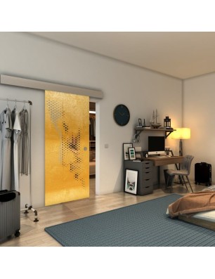 Glasschiebetür ECO-LINE - Fineprint Model 120 Gold auf Klarglas