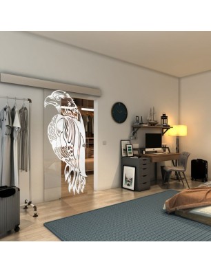Glasschiebetür ECO-LINE - Fineprint Model 122 Weiss auf Klarglas