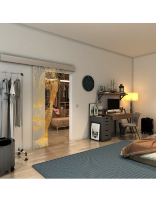 Glasschiebetür ECO-LINE - Fineprint Model 123 Gold auf Klarglas