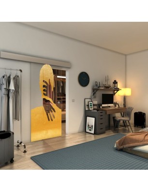 Glasschiebetür ECO-LINE - Fineprint Model 124 Gold auf Klarglas