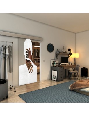 Glasschiebetür ECO-LINE - Fineprint Model 124 Weiss auf Klarglas