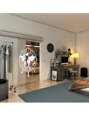 Glasschiebetür ECO-LINE - Fineprint Model 127 Weiss auf Klarglas