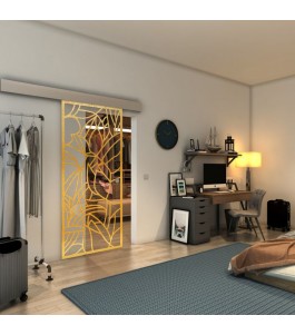 Glasschiebetür ECO-LINE - Fineprint Model 148 Gold auf Klarglas