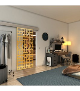 Glasschiebetür ECO-LINE - Fineprint Model 152 Gold auf Klarglas