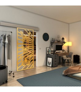 Glasschiebetür ECO-LINE - Fineprint Model 176 Gold auf Klarglas