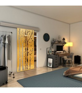 Glasschiebetür ECO-LINE - Fineprint Model 182 Gold auf Klarglas