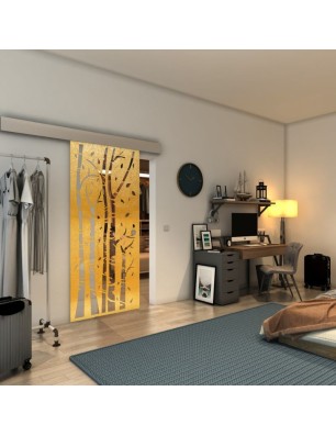Glasschiebetür ECO-LINE - Fineprint Model 182 Gold auf Klarglas