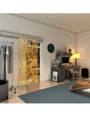 Glasschiebetür ECO-LINE - Fineprint Model 184 Gold auf Klarglas