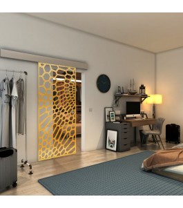Glasschiebetür ECO-LINE - Fineprint Model 186 Gold auf Klarglas