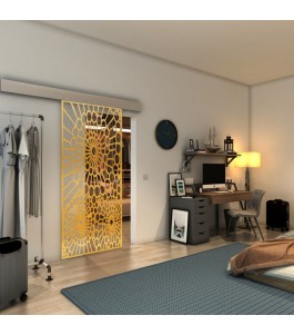 Glasschiebetür ECO-LINE - Fineprint Model 188 Gold auf Klarglas