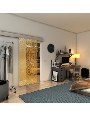 Glasschiebetür ECO-LINE - Fineprint Model 194 Gold auf Klarglas