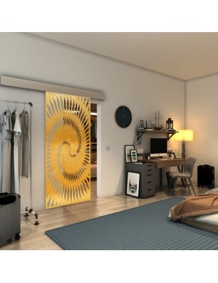 Glasschiebetür ECO-LINE - Fineprint Model 197 Gold auf Klarglas