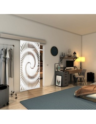 Glasschiebetür ECO-LINE - Fineprint Model 197 Weiss auf Klarglas