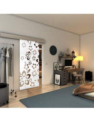 Glasschiebetür ECO-LINE - Fineprint Model 199 Weiss auf Klarglas