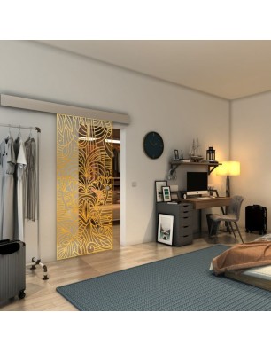 Glasschiebetür ECO-LINE - Fineprint Model 201 Gold auf Klarglas