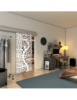 Glasschiebetür ECO-LINE - Fineprint Model 202 Weiss auf Klarglas