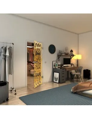 Ganzglastür - Fineprint Model 100 Gold auf Klarglas