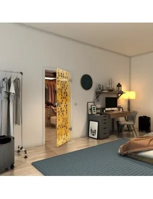 Ganzglastür - Fineprint Model 190 Gold auf Klarglas