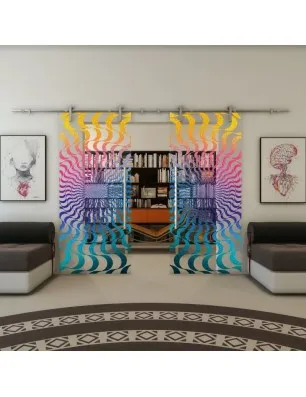 Glasschiebetür PIPE-LINE - Fineprint Model 044 Verlauf auf Klarglas