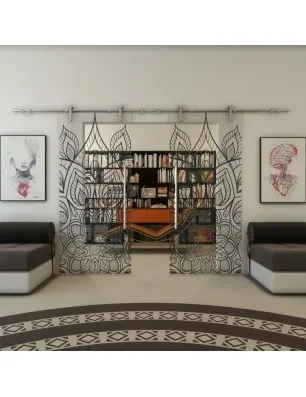 Glasschiebetür PIPE-LINE - Fineprint Model 089 Schwarz auf Klarglas