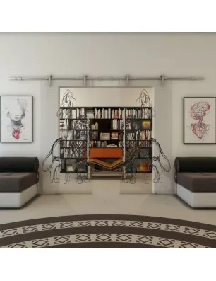 Glasschiebetür PIPE-LINE - Fineprint Model 117 Schwarz auf Klarglas