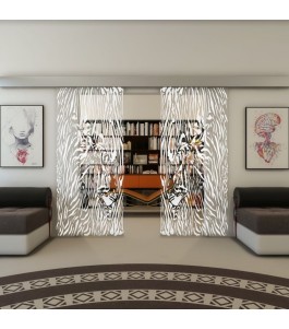 Glasschiebetür ECO-LINE - Fineprint Model 017 Weiss auf Klarglas