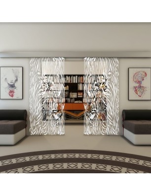 Glasschiebetür ECO-LINE - Fineprint Model 017 Weiss auf Klarglas