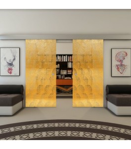 Glasschiebetür ECO-LINE - Fineprint Model 029 Gold auf Klarglas