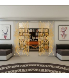 Glasschiebetür ECO-LINE - Fineprint Model 039 Gold auf Klarglas