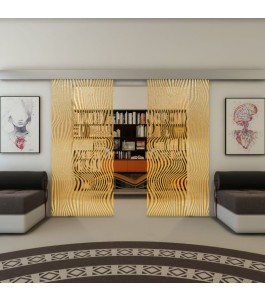 Glasschiebetür ECO-LINE - Fineprint Model 041 Gold auf Klarglas