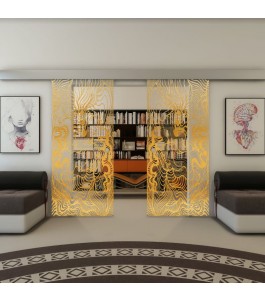 Glasschiebetür ECO-LINE - Fineprint Model 056 Gold auf Klarglas