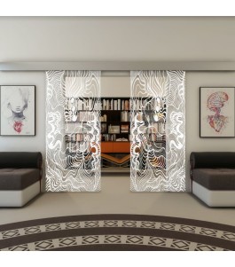 Glasschiebetür ECO-LINE - Fineprint Model 056 Weiss auf Klarglas