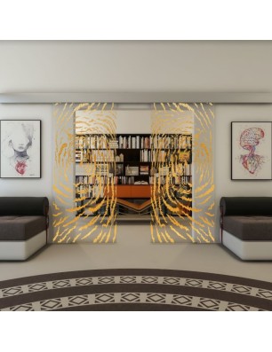 Glasschiebetür ECO-LINE - Fineprint Model 057 Gold auf Klarglas