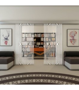 Glasschiebetür ECO-LINE - Fineprint Model 058 Weiss auf Klarglas