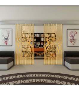 Glasschiebetür ECO-LINE - Fineprint Model 065 Gold auf Klarglas