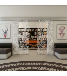 Glasschiebetür ECO-LINE - Fineprint Model 066 Weiss auf Klarglas