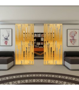 Glasschiebetür ECO-LINE - Fineprint Model 067 Gold auf Klarglas