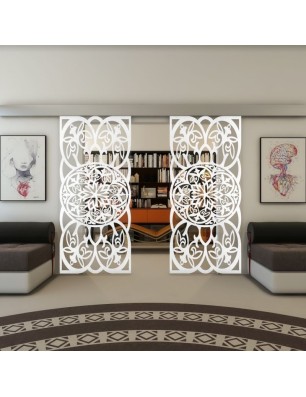 Glasschiebetür ECO-LINE - Fineprint Model 100 Weiss auf Klarglas