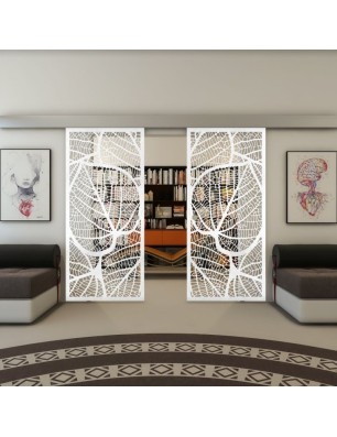 Glasschiebetür ECO-LINE - Fineprint Model 107 Weiss auf Klarglas