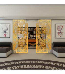Glasschiebetür ECO-LINE - Fineprint Model 108 Gold auf Klarglas