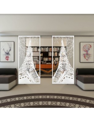 Glasschiebetür ECO-LINE - Fineprint Model 132 Weiss auf Klarglas