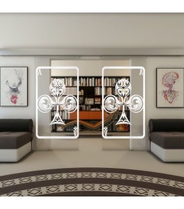 Glasschiebetür ECO-LINE - Fineprint Model 135 Weiss auf Klarglas