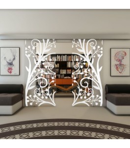 Glasschiebetür ECO-LINE - Fineprint Model 146 Weiss auf Klarglas
