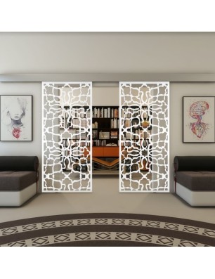 Glasschiebetür ECO-LINE - Fineprint Model 150 Weiss auf Klarglas